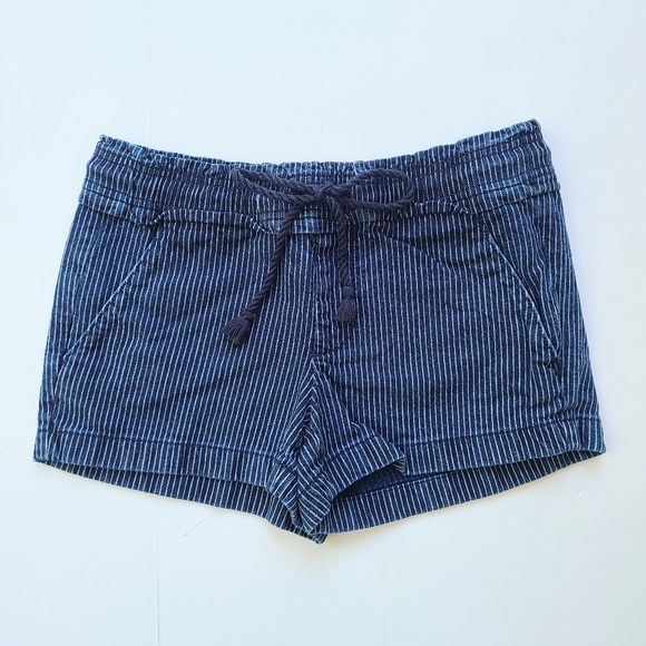 LOFT Blue/White Engineer Striped Casual Drawstring Tie Waist Cotton Shorts - XS - Picture 2 of 7